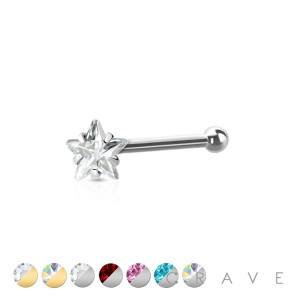316L SURGICAL STEEL NOSE BONE STUD WITH STAR SHAPE PRONG SET